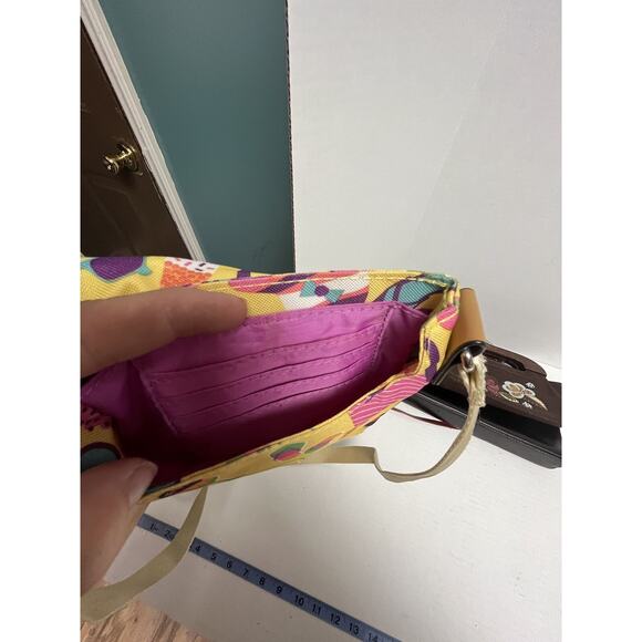 Lily Bloom Crossbody Purse Yellow Beach Days print Adjustable Recycled Pockets - Picture 8 of 15